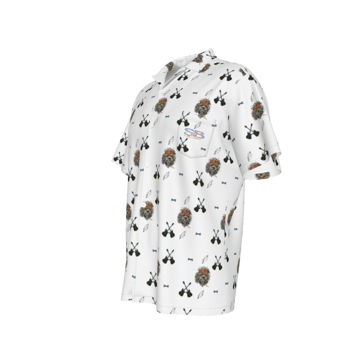 Grateful Dog White Hawaiian Pattern Shirt With Pocket