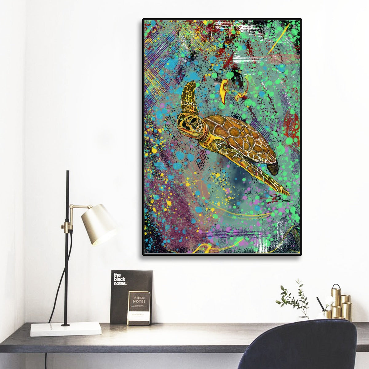 Turtle Power Black Frame Mural