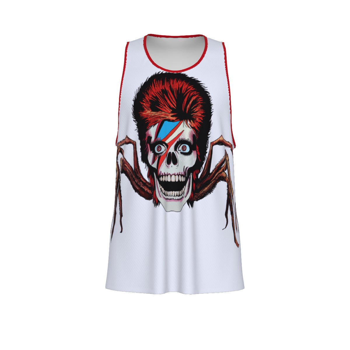 Spider From Mars Men's Slim Y-Back Muscle Tank Top (White/Red)