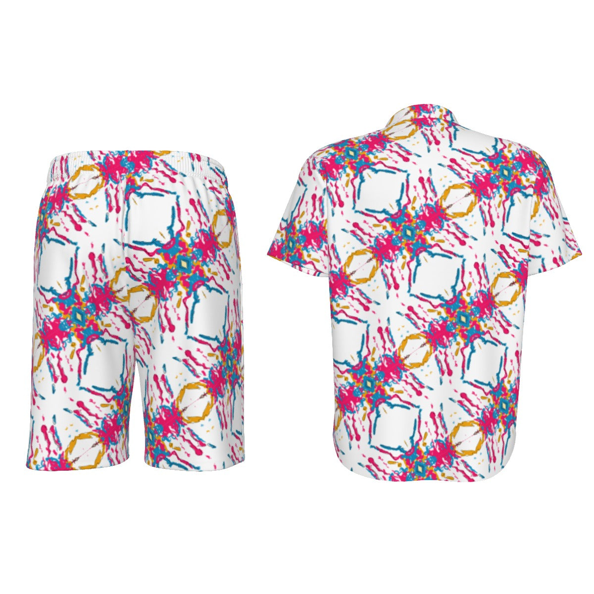 White Splatter Men's Short / Shirt Set