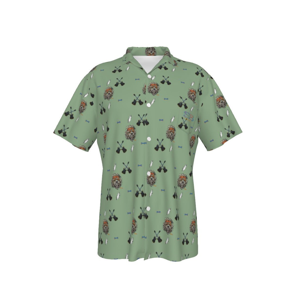 Grateful Dog Olive Hawaiian Patterned Shirt With Pocket - SB - THREADZ