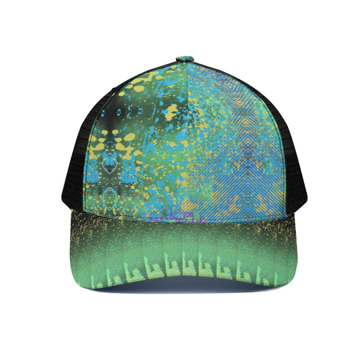 Drippy Trucker Hat With Black Half-mesh