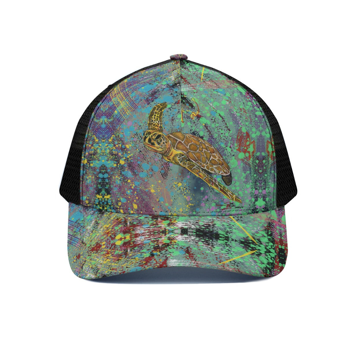 Turtle Power Trucker Hat With Black Half-mesh