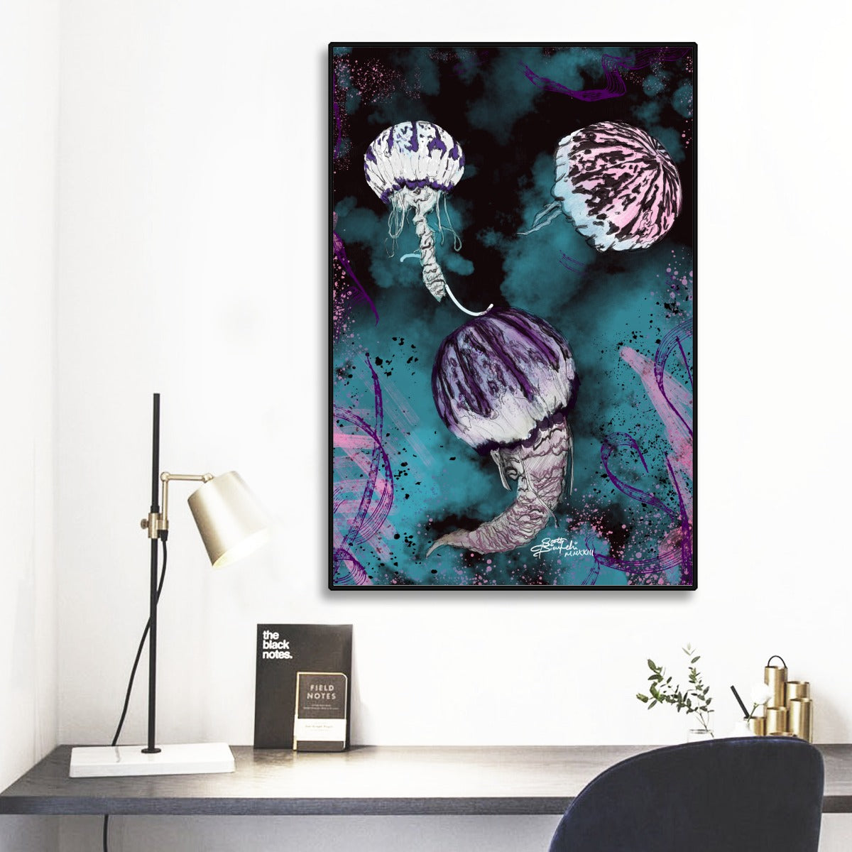 Moon Jelly Black Frame Mural