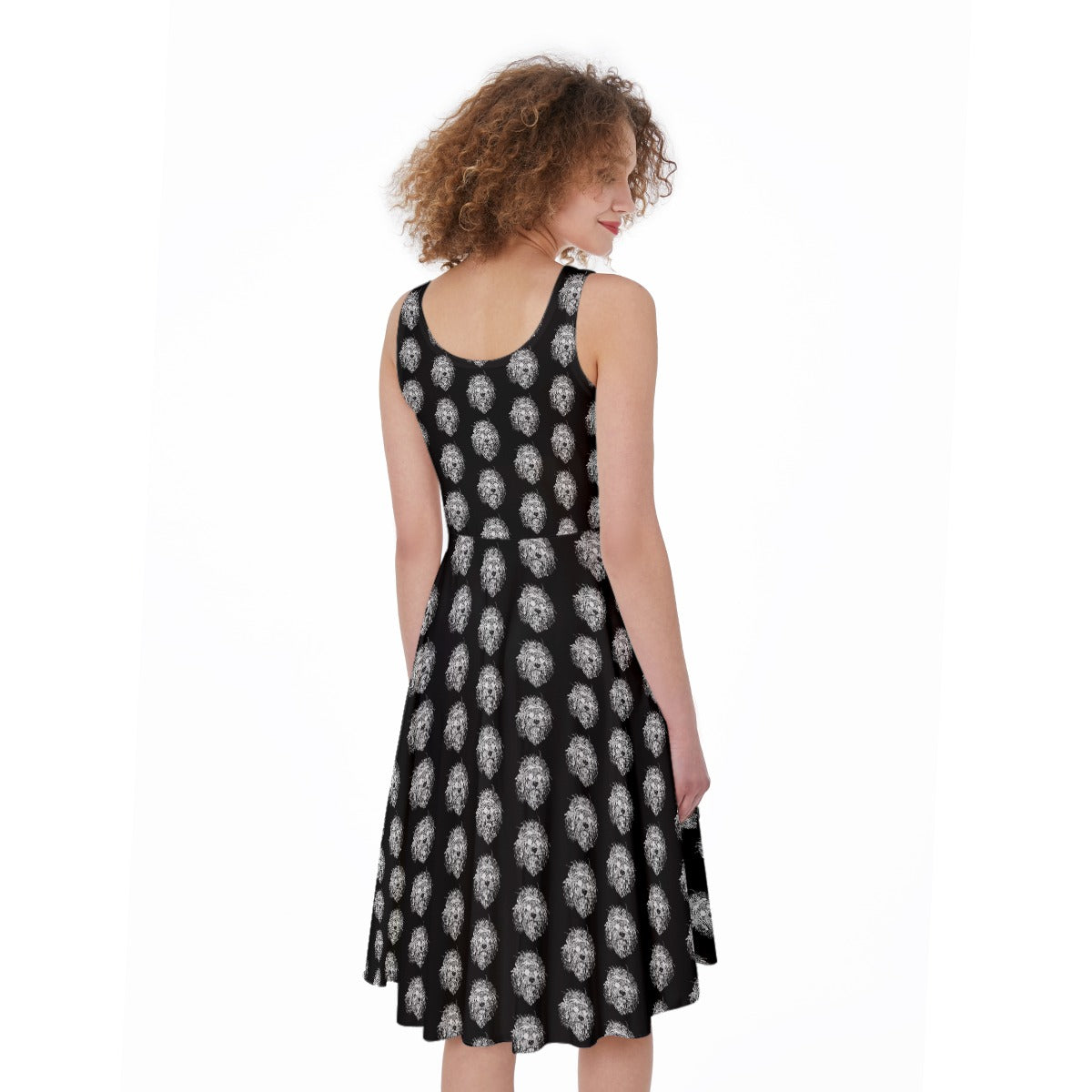 Grateful Dog Grey on Black Women's Sleeveless Dress