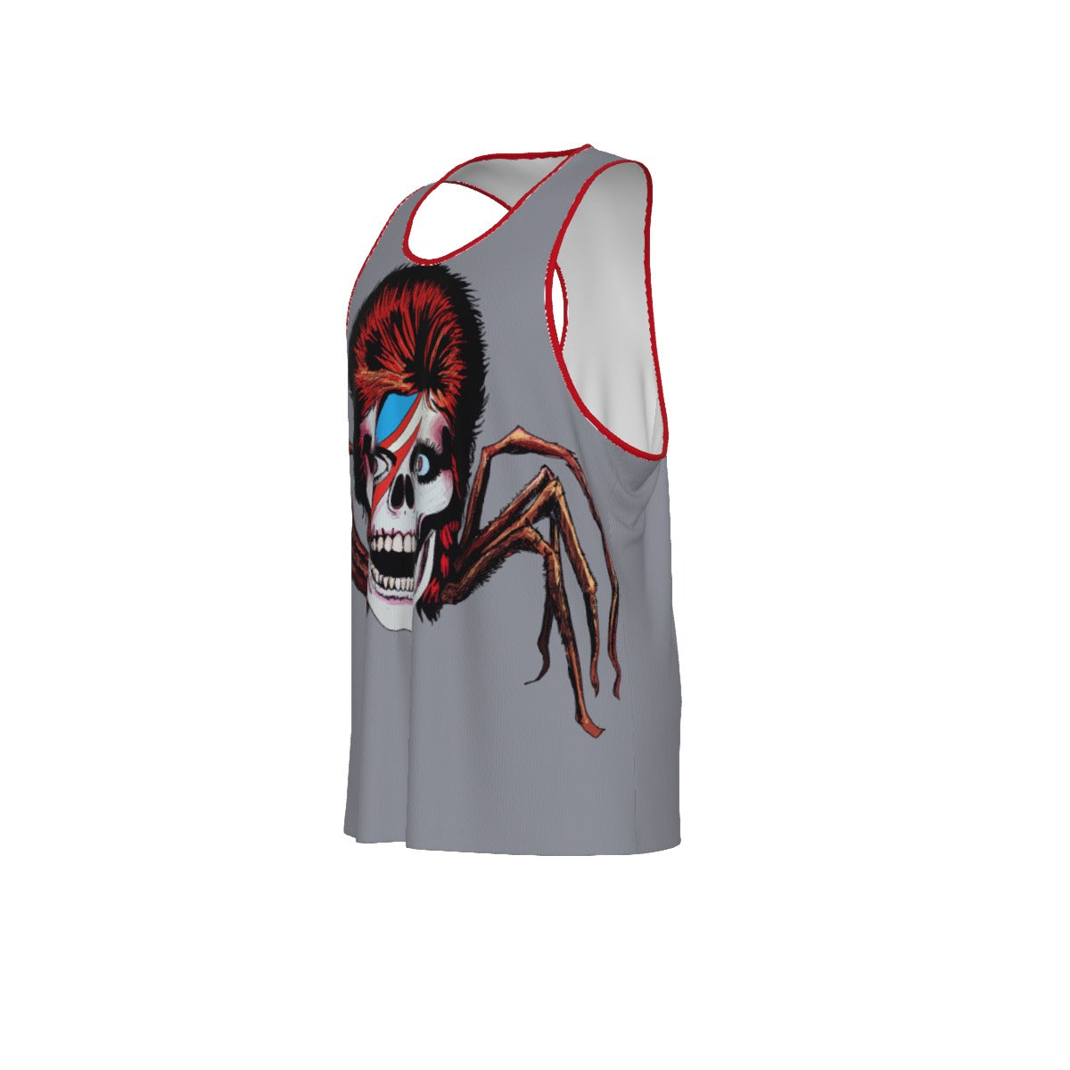 Spider From Mars Men's Slim Y-Back Muscle Tank Top (Gray/Red)