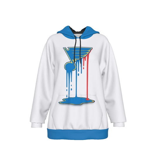 Bleed Blue White Women's Heavy Fleece Hoodie