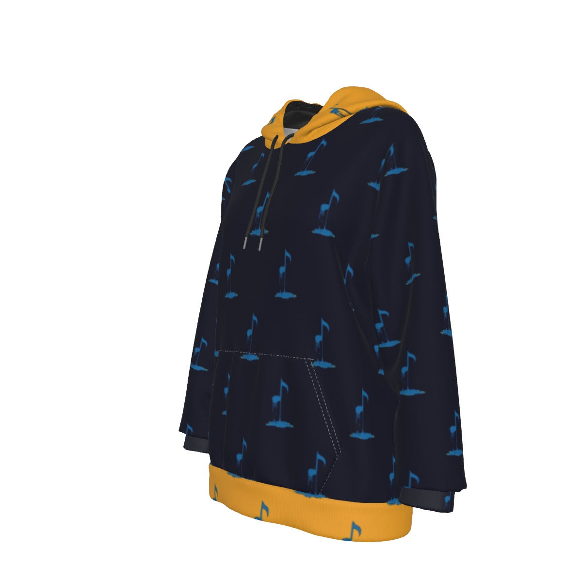 Bleed Blue Navy Pattern Women's Heavy Fleece Hoodie