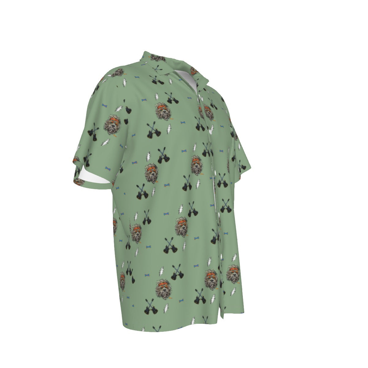 Grateful Dog Olive Hawaiian Patterned Shirt With Pocket