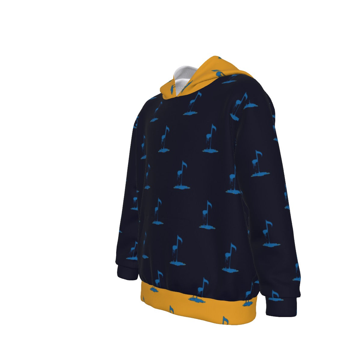 Bleed Blue Navy/Yellow Pattern Kid's Heavy Fleece Hoodie