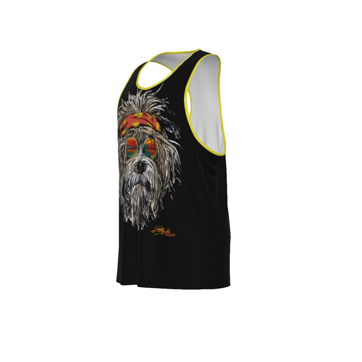 Grateful Dog Slim Y-Back Muscle Tank Top (Black/Yellow)