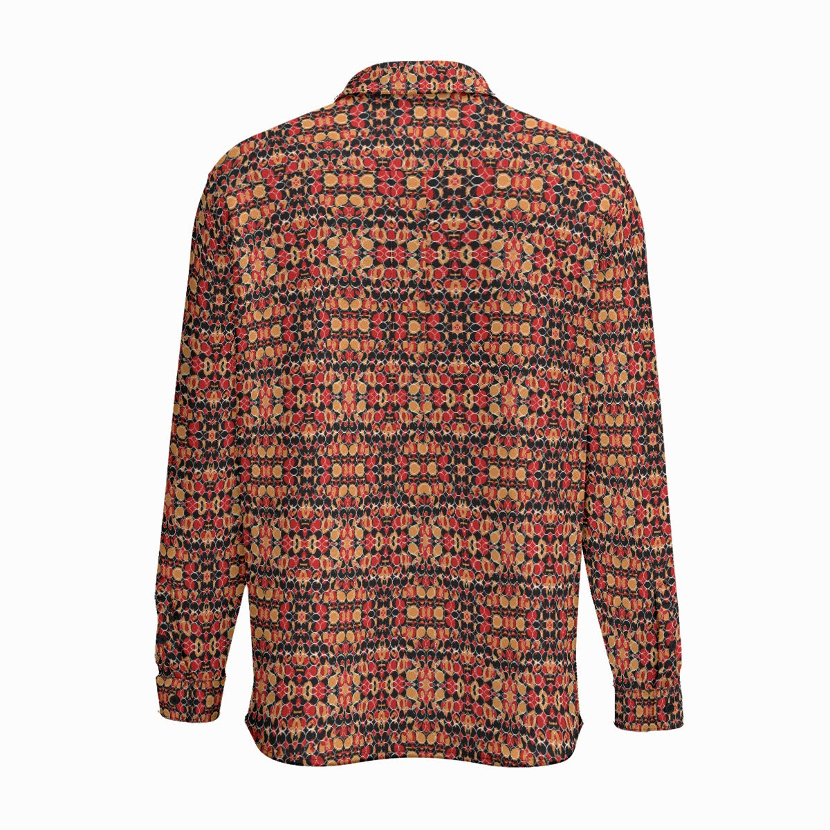 Red/Orange Abstract Long Sleeve Shirt With Pocket
