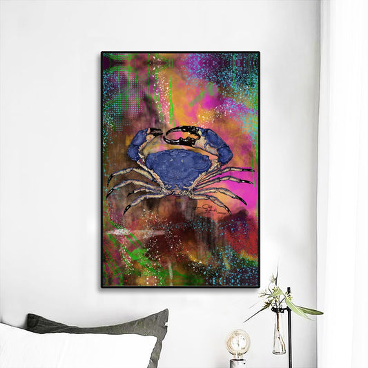 Blue King Crab Black Frame Mural