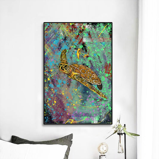 Turtle Power Black Frame Mural