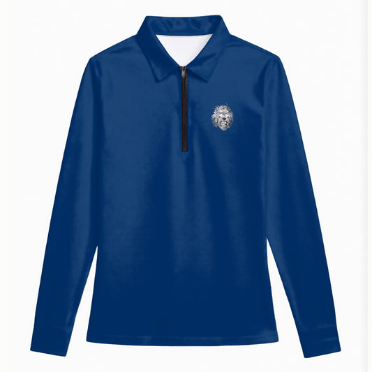 Grateful Dog Blue Women's Quarter Zip Sport Shirt With  Long Sleeve