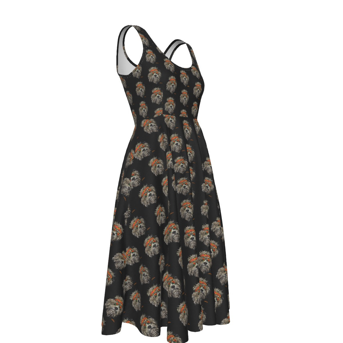 Grateful Dog Pattern Women's Sleeveless Dress