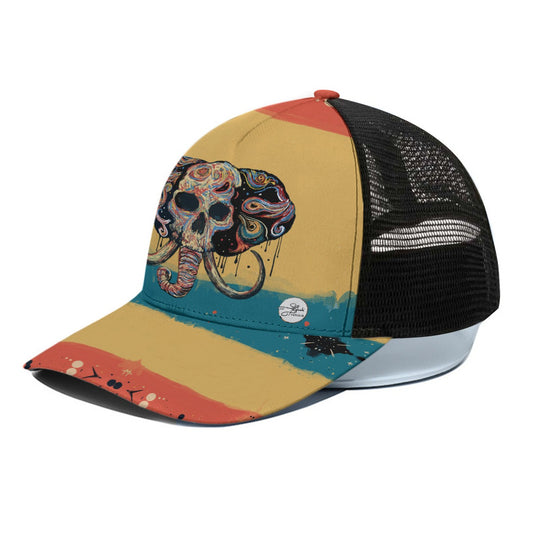 Invisible Elephant Trucker Hat With Black Half-mesh