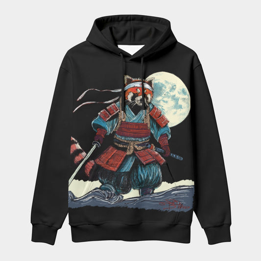 Red Panda Samurai Thick Pullover Hoodie With Fleece Lining