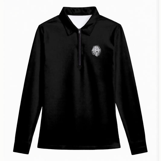 Grateful Dog Black Women's Quarter Zip Sport Shirt With  Long Sleeve