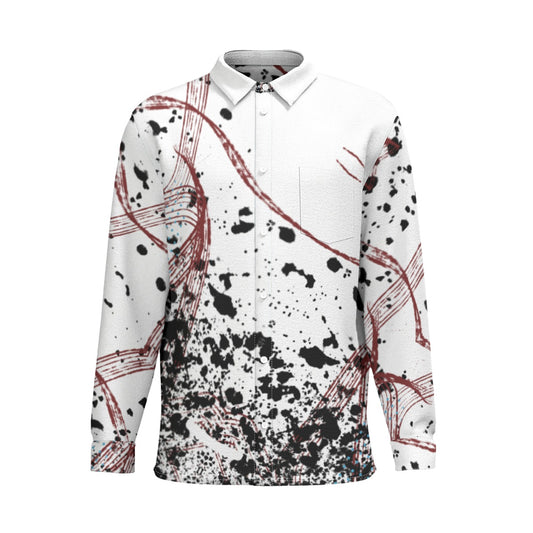 Daring Ink Splatter Long Sleeve Shirt With Pocket