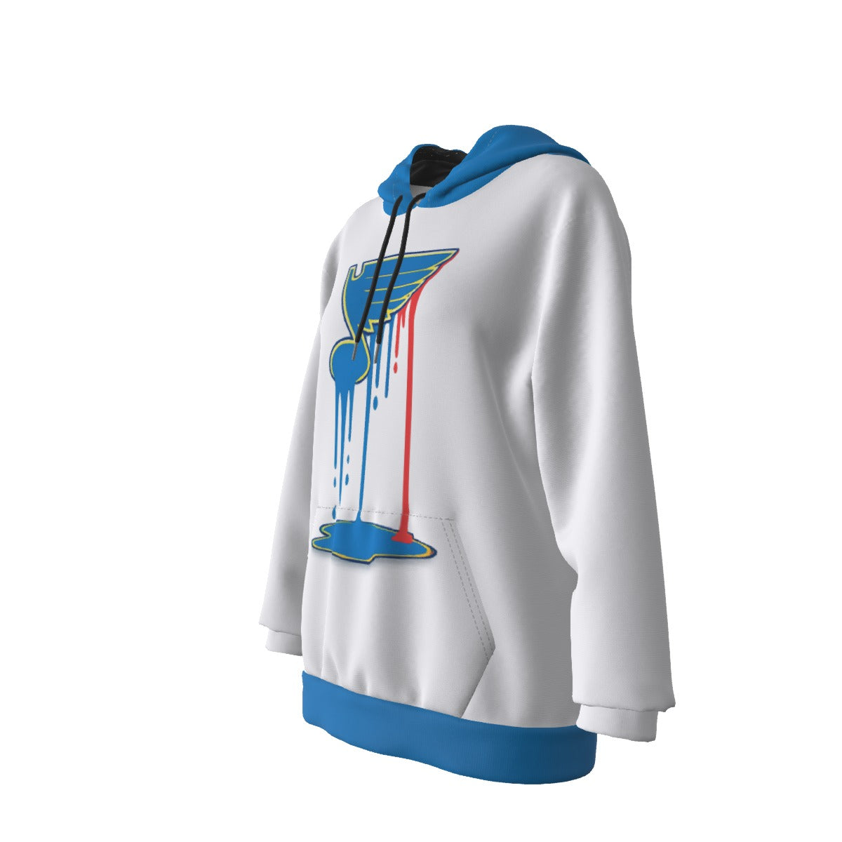 Bleed Blue White Women's Heavy Fleece Hoodie