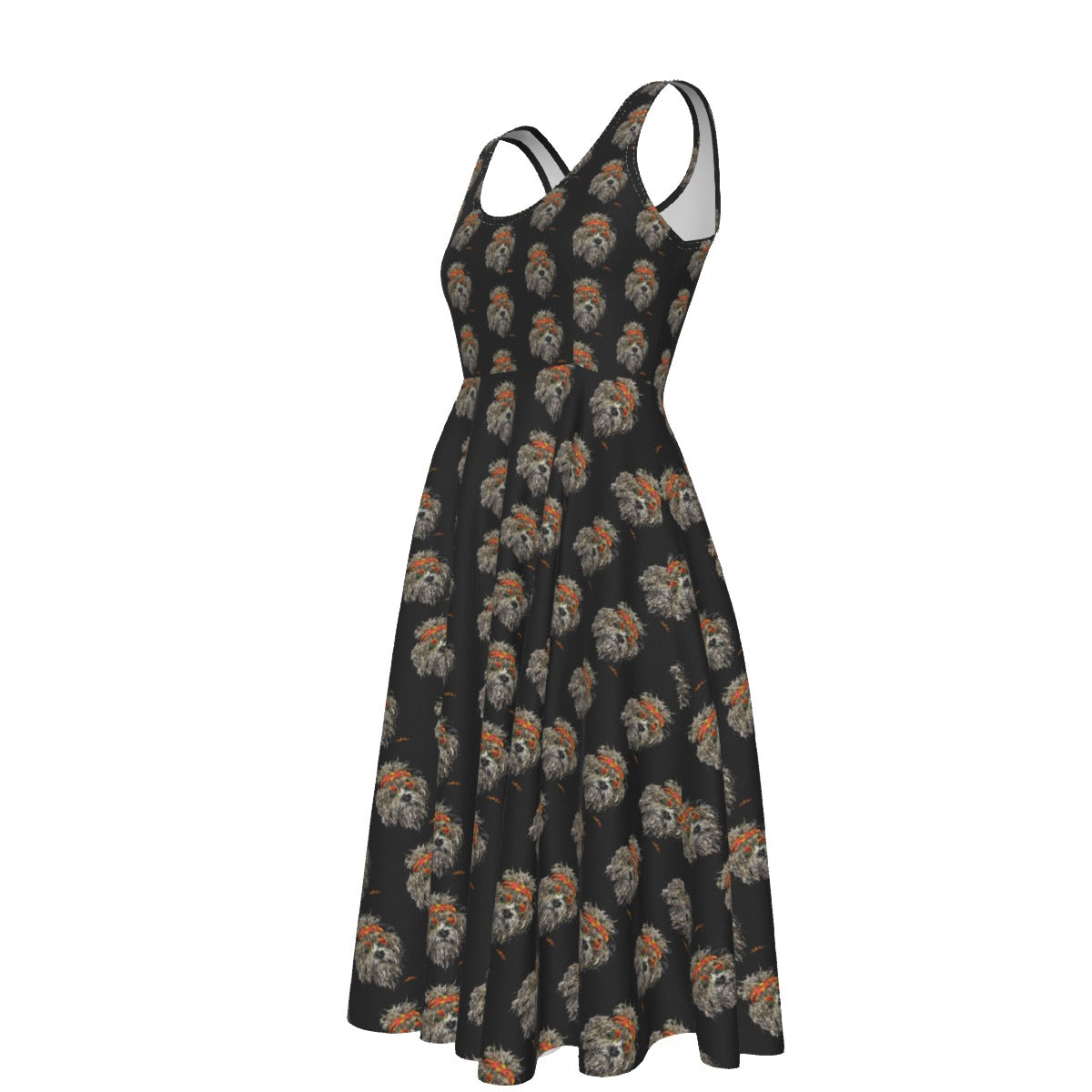 Grateful Dog Pattern Women's Sleeveless Dress