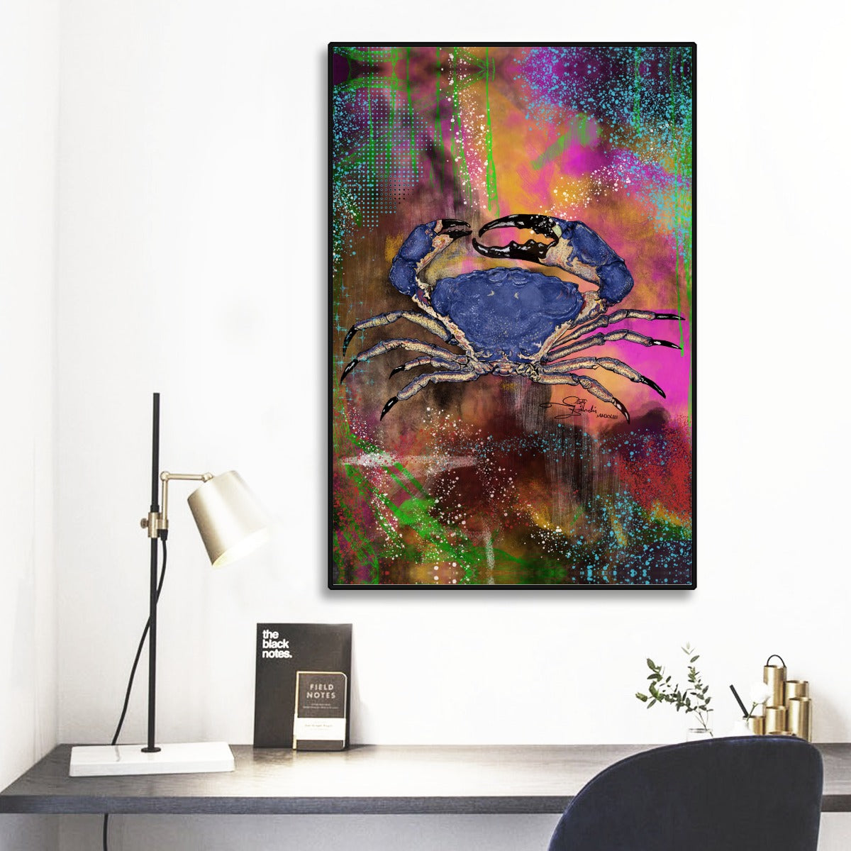 Blue King Crab Black Frame Mural