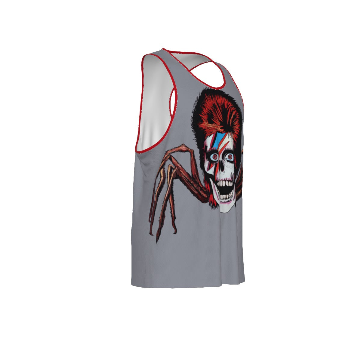 Spider From Mars Men's Slim Y-Back Muscle Tank Top (Gray/Red)