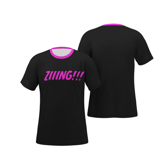 ZIIING! Pink and Black O-Neck T-Shirt