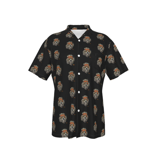 Grateful Dog Black Hawaiian Shirt With Pocket