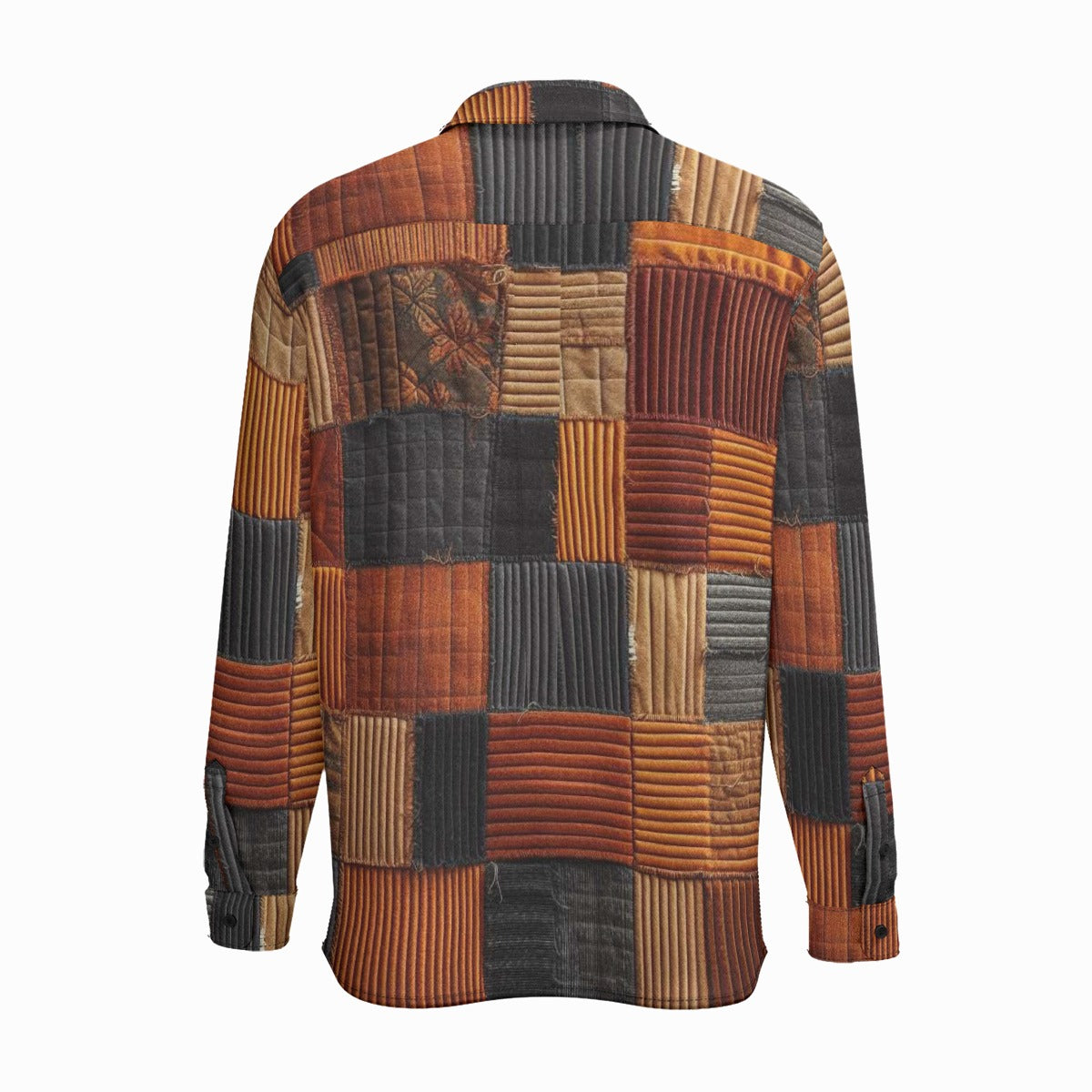 All-Over Patchwork Long Sleeve Shirt With Pocket