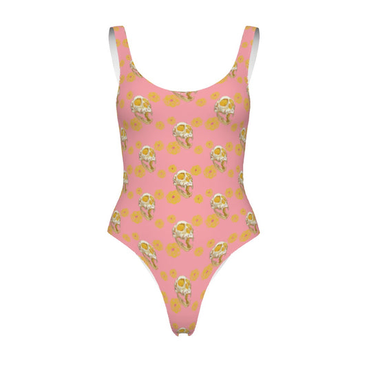 Monkey Skull Pink Women's One-piece Swimsuit