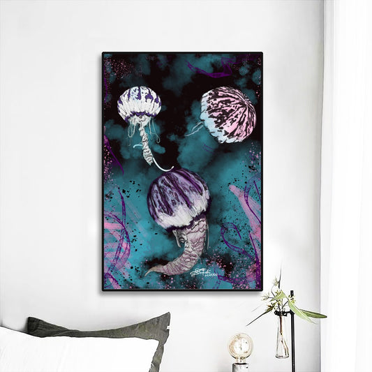 Moon Jelly Black Frame Mural