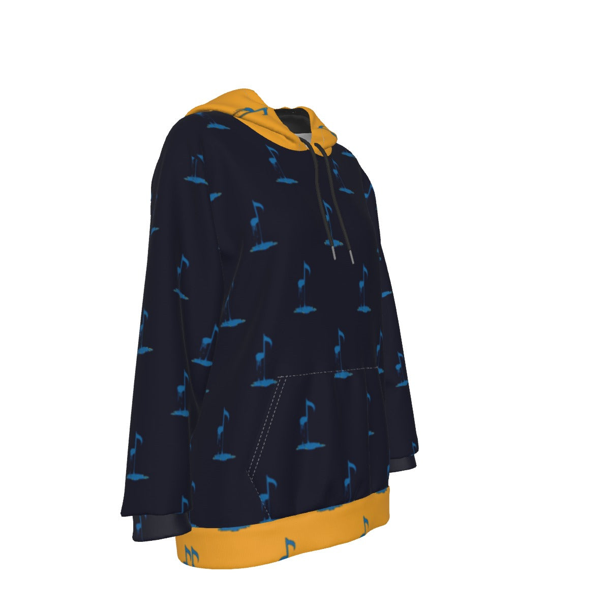 Bleed Blue Navy Pattern Women's Heavy Fleece Hoodie