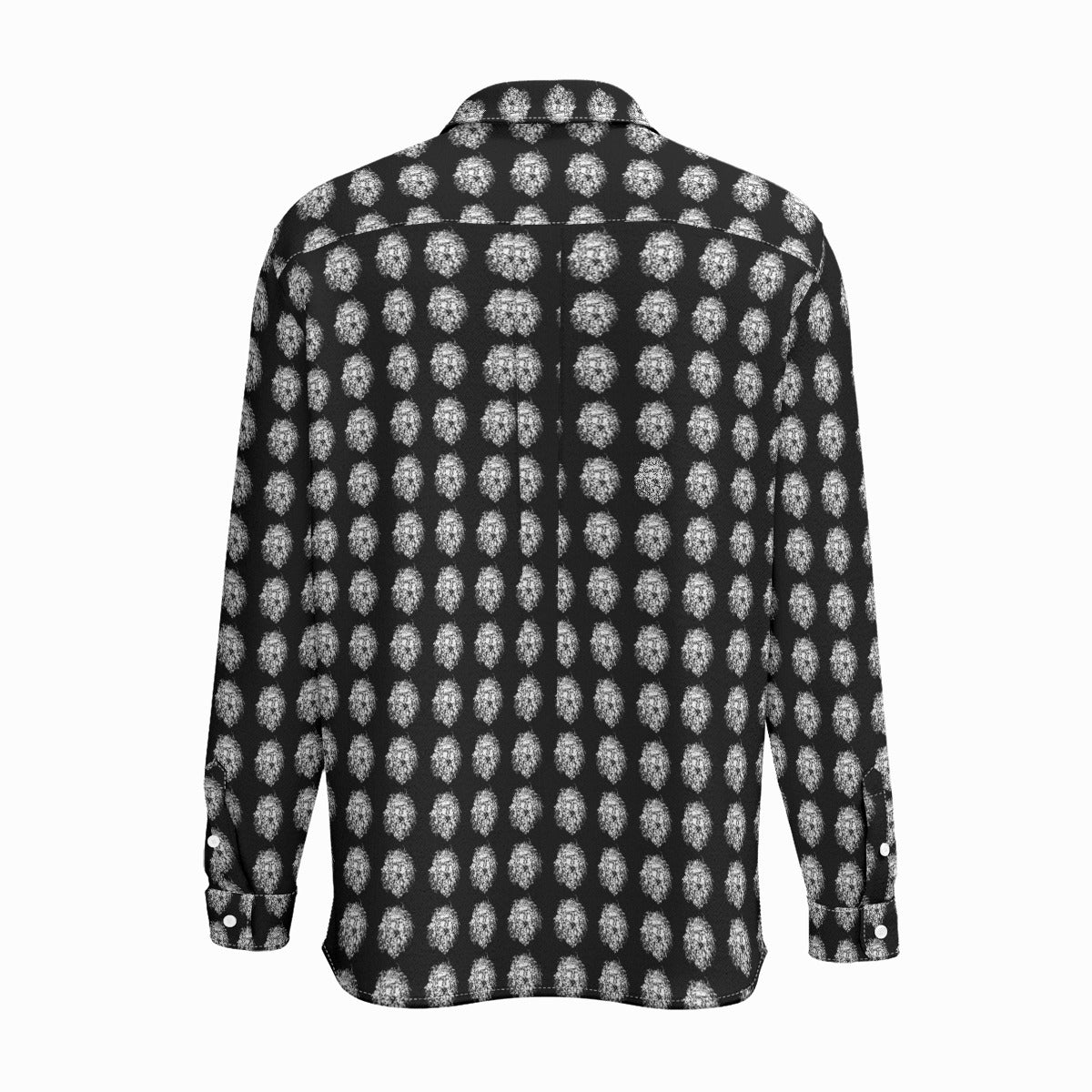 Grateful Dog Pattern (Black) Long Sleeve Shirt With Pocket