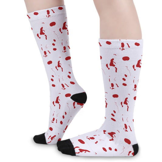 Stain Splatter White Unisex Long Socks
