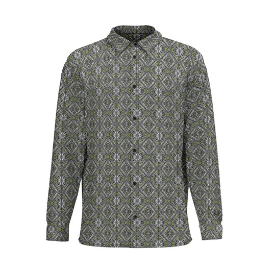 Green Diamonds Long Sleeve Shirt With Pocket