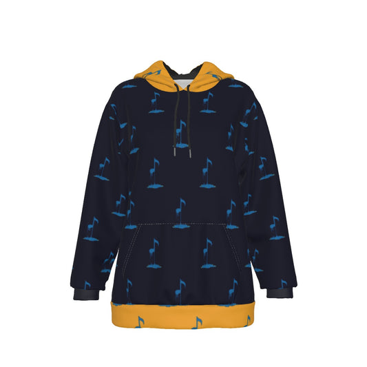 Bleed Blue Navy Pattern Women's Heavy Fleece Hoodie