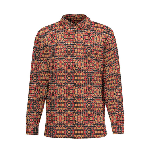 Red/Orange Abstract Long Sleeve Shirt With Pocket