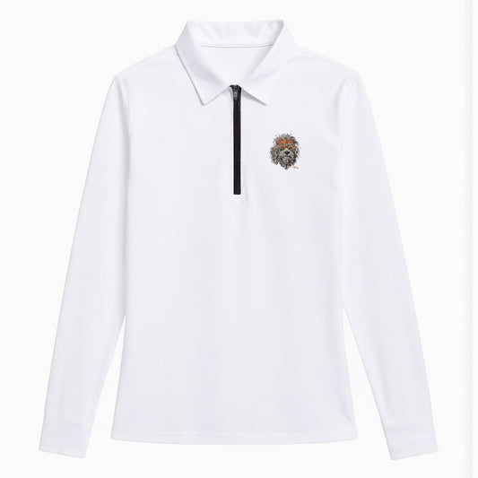 Grateful Dog White Women's Quarter Zip Sport Shirt With  Long Sleeve