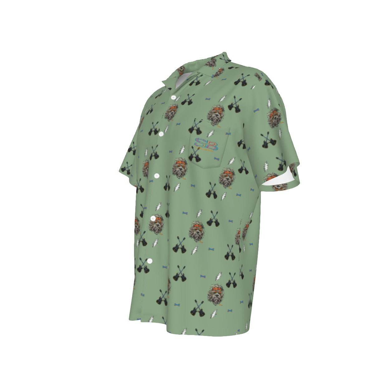 Grateful Dog Olive Hawaiian Patterned Shirt With Pocket
