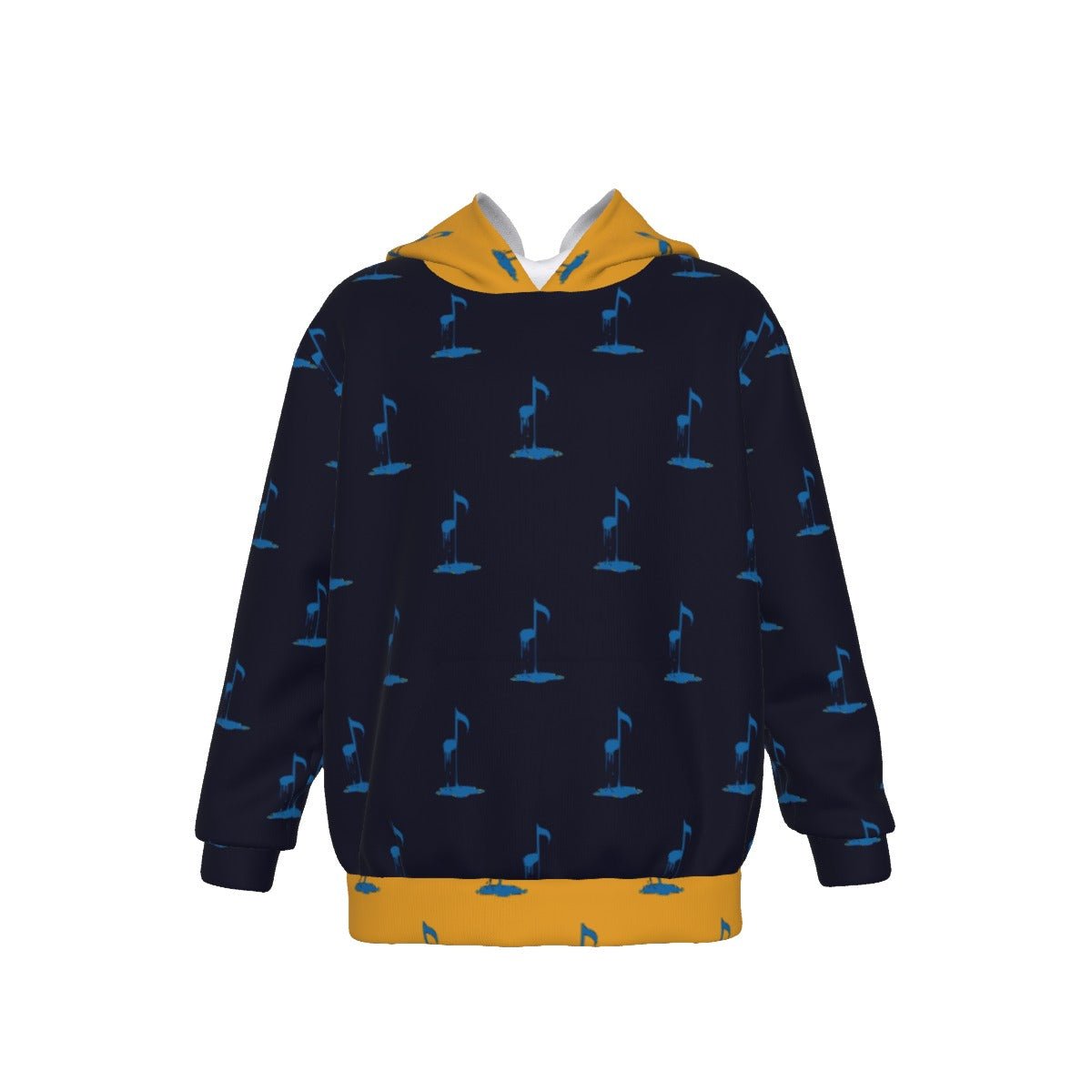 Bleed Blue Navy/Yellow Pattern Kid's Heavy Fleece Hoodie - SB - THREADZ