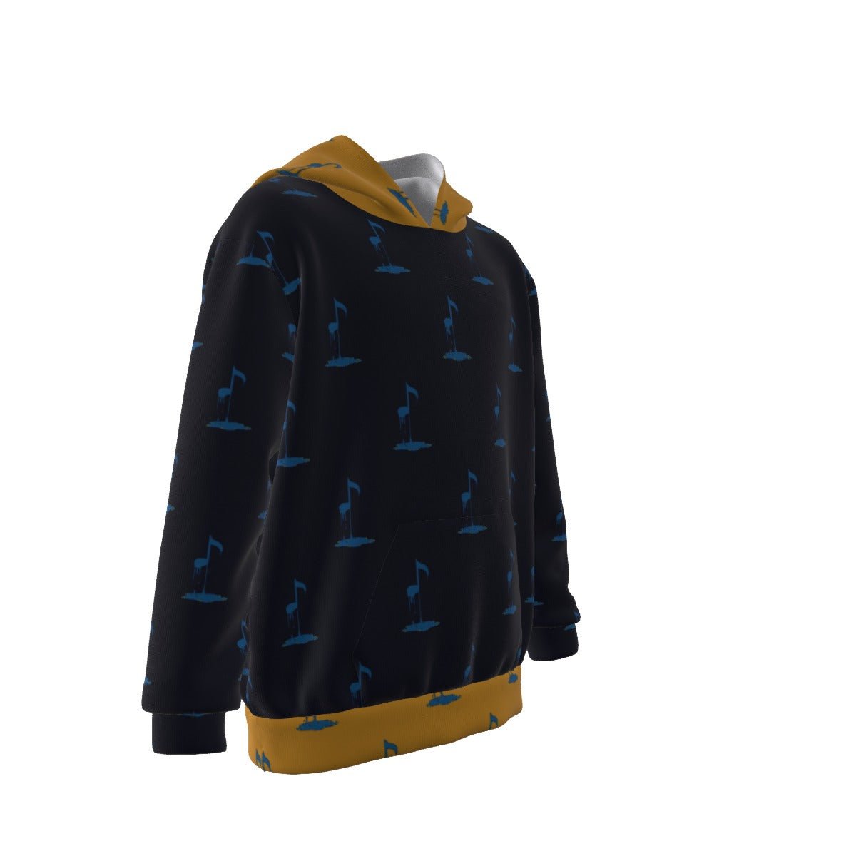 Bleed Blue Navy/Yellow Pattern Kid's Heavy Fleece Hoodie - SB - THREADZ