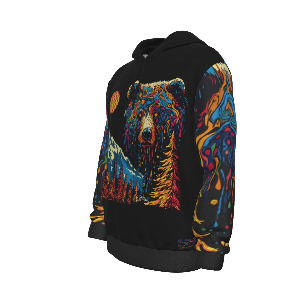 Drippy Bear Black Thicken Pullover Hoodie - SB - THREADZ
