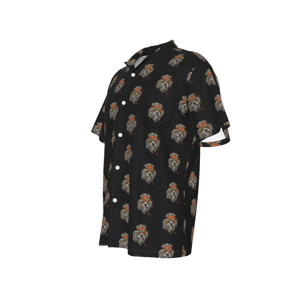 Grateful Dog Black Hawaiian Shirt With Pocket - SB - THREADZ