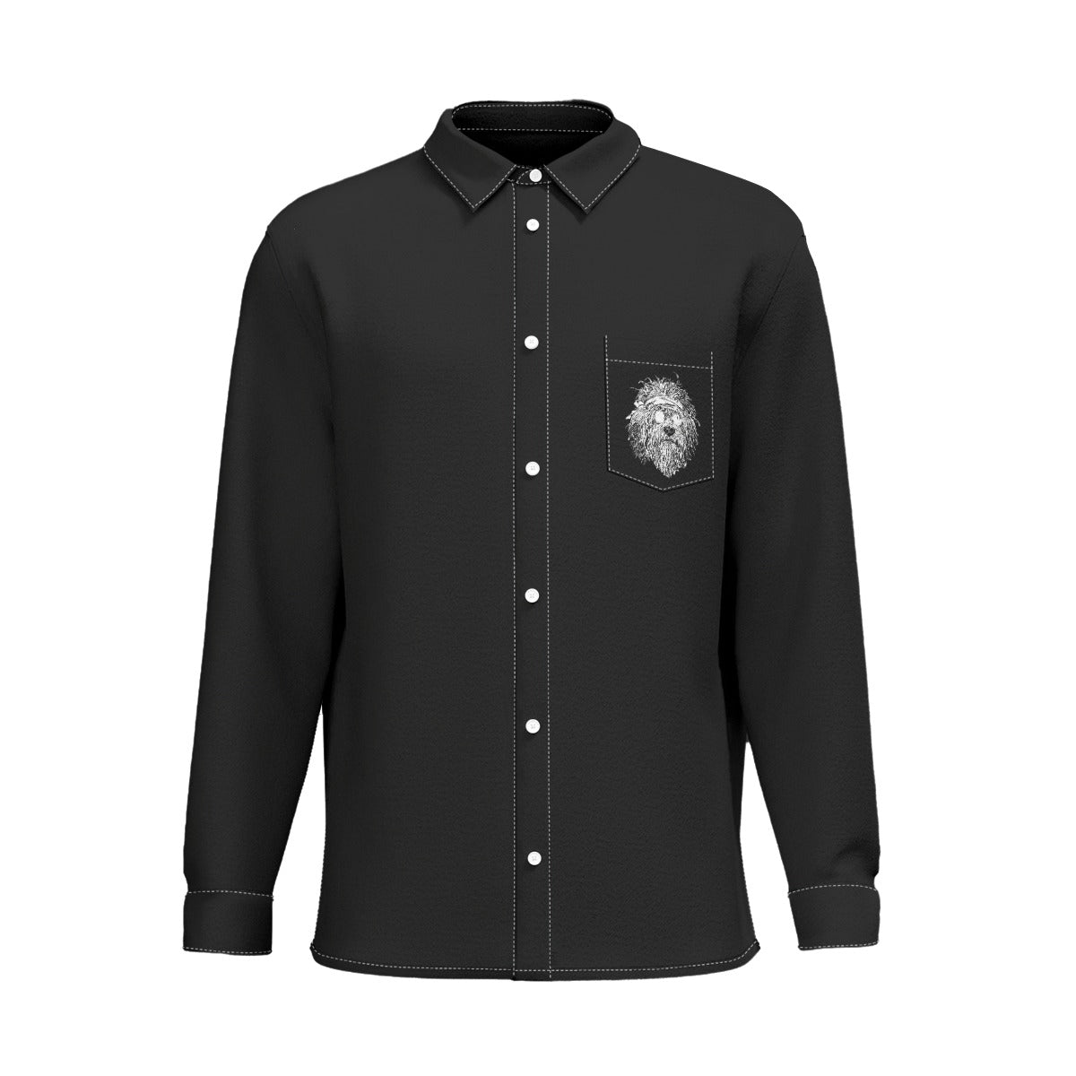 Grateful Dog Black Long Sleeve Shirt With Pocket - SB - THREADZ