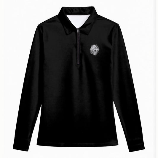 Grateful Dog Black Women's Quarter Zip Sport Shirt With Long Sleeve - SB - THREADZ