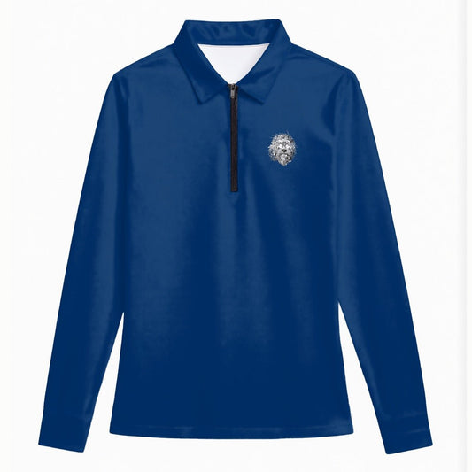 Grateful Dog Blue Women's Quarter Zip Sport Shirt With Long Sleeve - SB - THREADZ
