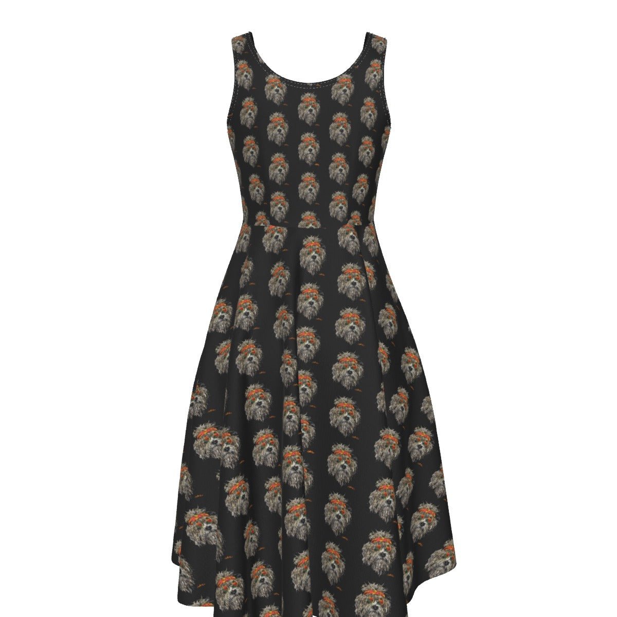 Grateful Dog Pattern Women's Sleeveless Dress - SB - THREADZ