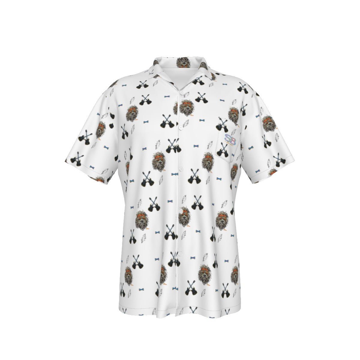 Grateful Dog White Hawaiian Pattern Shirt With Pocket - SB - THREADZ